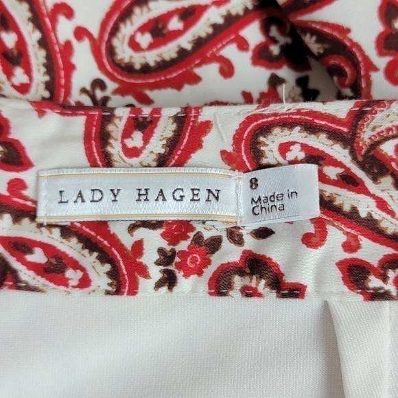 Lady Hagen Tango Red Woven Paisley Print Golf Skirt/Skort Sz 8 - Picture 11 of 14